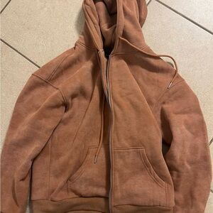 Zip Up Acid Wash Sweatshirt Hoodie Womans